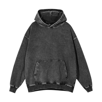 Vintage Washed Distressed Hoodie – Oversized Grunge Y2K Sweatshirt Men