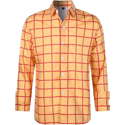 Plus Size Men's Plaid Shirt – Vintage Casual Long Sleeve Slim Fit 2024