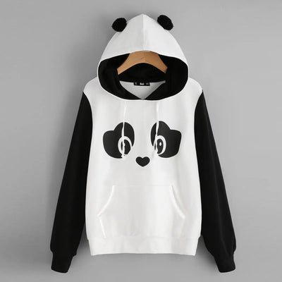 Cartoon Kawaii Panda Hoodie – Cute Bear Ear Sweatshirt for Women