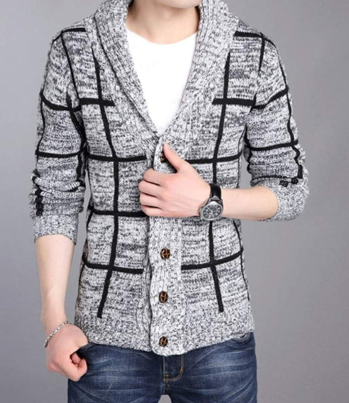 Stylin' Merchant Men's Shawl Collar Gray Cardigan for Tops, Bottoms, Dresses, and Accessories - Cozy Comfort for Any Occasion