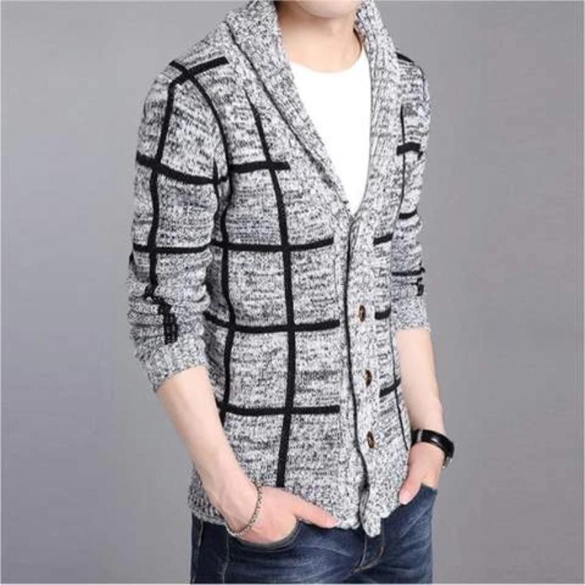 Stylin' Merchant Men's Shawl Collar Gray Cardigan for Tops, Bottoms, Dresses, and Accessories - Cozy Comfort for Any Occasion