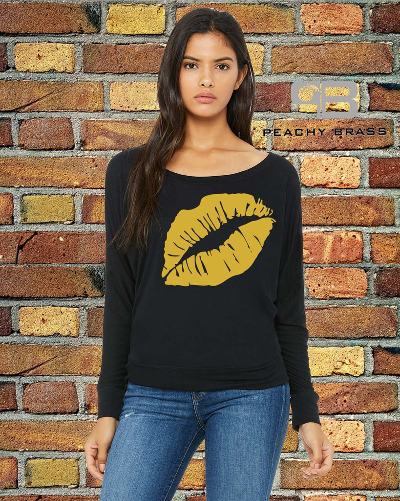 Women Off The Shoulder Lips Shirt